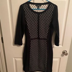 Ralph Lauren, black patterned sweater dress, size medium